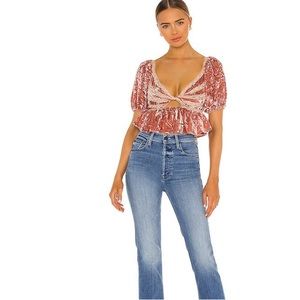NEW: Free People Yours Truly Velvet Top in Mauve